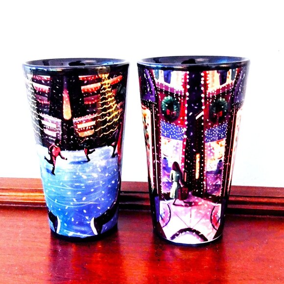 DesignPac Inc. 6" Tall Winter Holiday Coffee Mugs ~ Dark Blue ~ Set of 2 ~  EUC - Picture 5 of 14